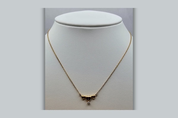 K18 Triple Heart Necklace Dia. 3.15g - Naomi Jewelry Japan